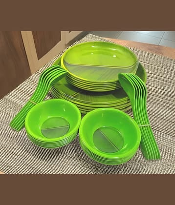 kitchrox Printed Melamine Dinner Set ( Pack of 36 ) Green