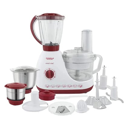 Maharaja Whiteline Smart Chef (FP-100) 600 W Food Processor (White, Red)
