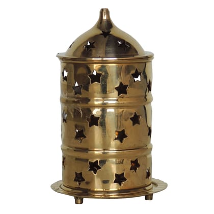 Brass Table Decor Oil Lamp, Deepak No. 2  - Designer Chain Lamp for Lighting, Height : 5.5 Inch (ZMAS539 B)