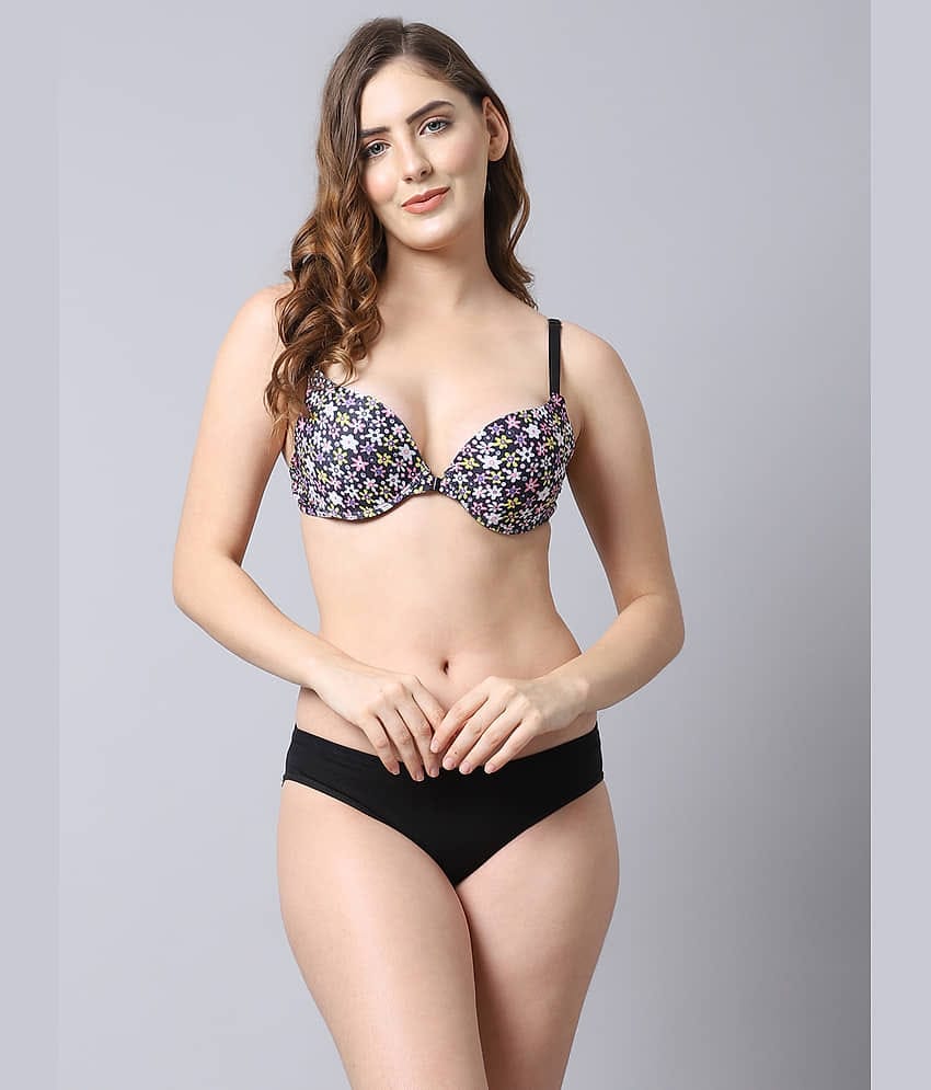 PrettyCat Polyester Women's Bra & Panty Set ( Pink )