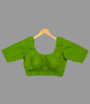 Light Green U-Neck Front Open Blouse-34 / Light Green