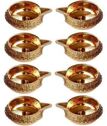 Fashion Bizz Brass Table Diya Set - Pack of 8
