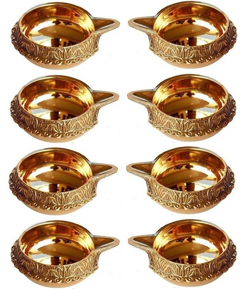 Fashion Bizz Brass Table Diya Set - Pack of 8