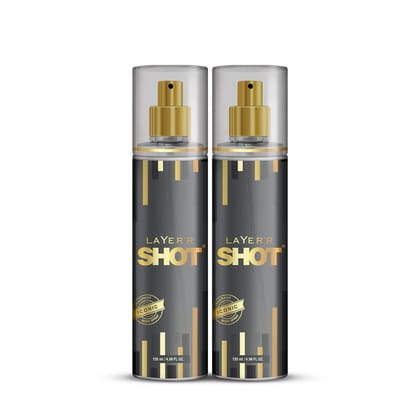 Layer'r Shot GOLD Iconic Body Spray For Men 2 x 135ml Each | Long Lasting Premium Fragrance With Spicy & Citrus Notes | Perfect For Body & Clothes | Ideal For Daily Use | Gift For Men Layer'r Shot GOLD Iconic Body Spray For Men 2 x 135ml Each | Long Last