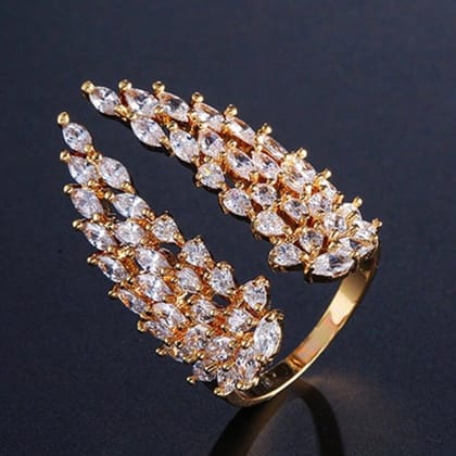 Grapevine Marquise Cubic Zirconia 18K Gold Copper Free Size Ring Women-GOLD