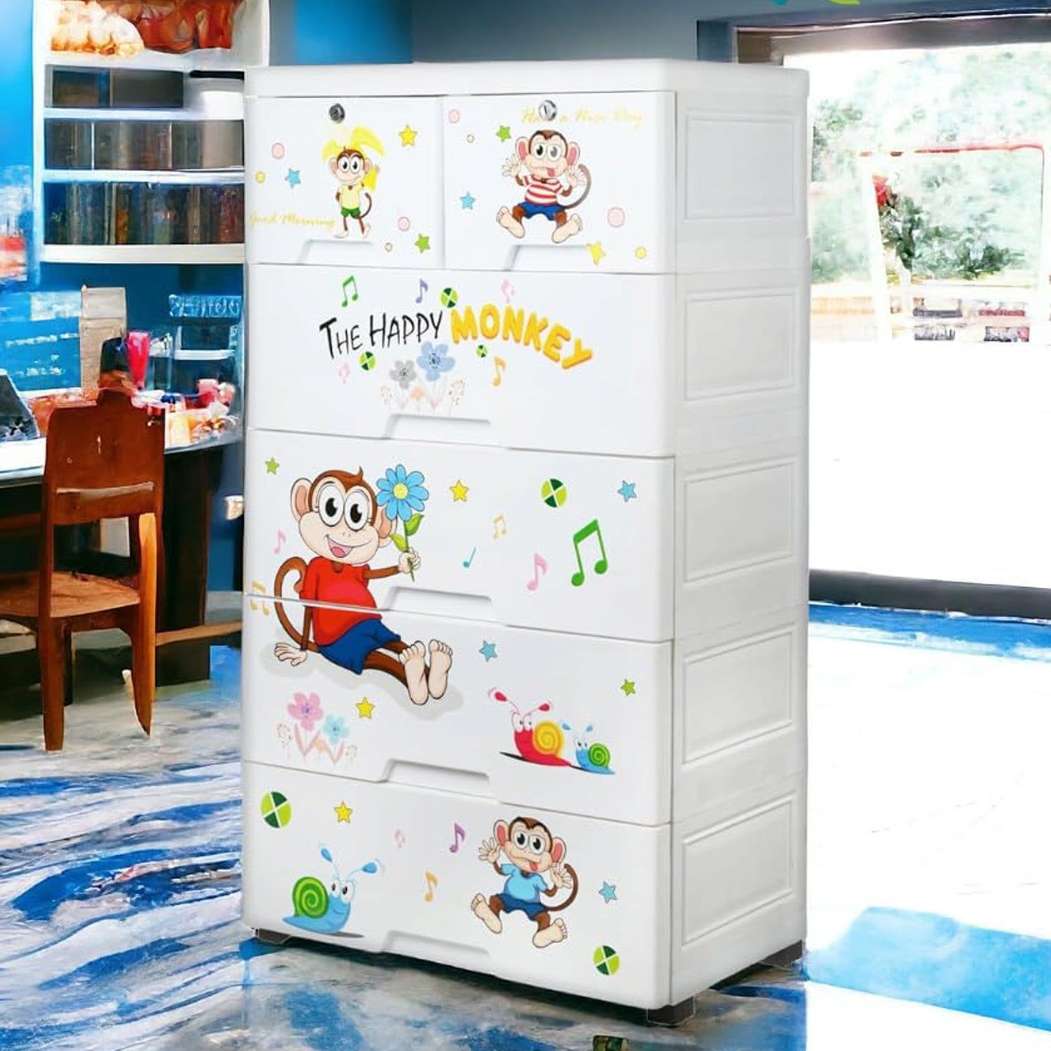Kid's Plastic Chest of 6 Drawers, Multi-Purpose Storage Organizer/Wardrobe for Kids