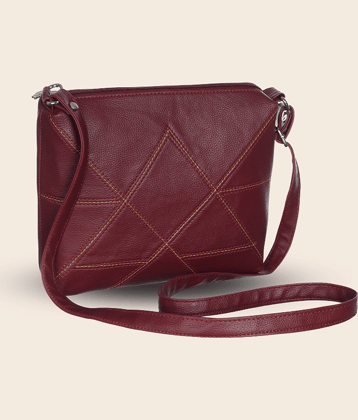 Blubags Sling Bag Pure Leather Set of 1 ( Maroon )