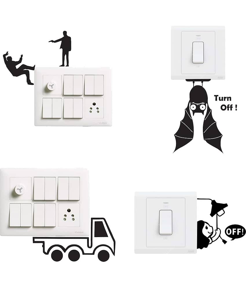 Switch Board Sticker For Home Decor Livingroom Self Adhesive Sticker (Pack of 4)