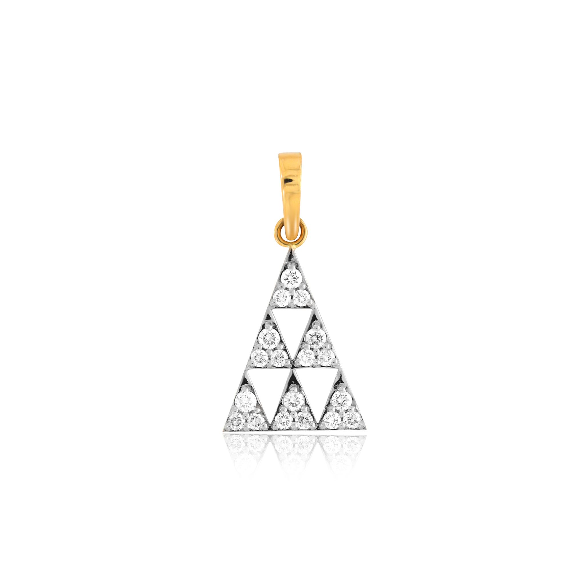 Senco Gold Trigon Tower Radiance Diamond Pendant (1 gram / 0.34 Ct / GH-SI / 14K Yellow Gold)