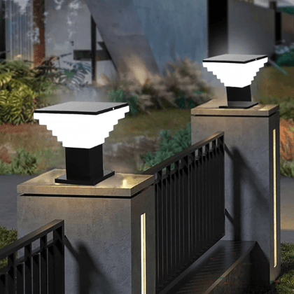 SPARKWORLD 6W Pillar & Gate LED Pillar Lights (Pack of 2) IP65 Waterproof, Warm White, Die-Cast Aluminium | Colour: Black & White