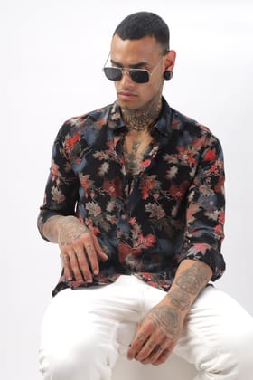 Midnight Floral Viscose Shirt-S