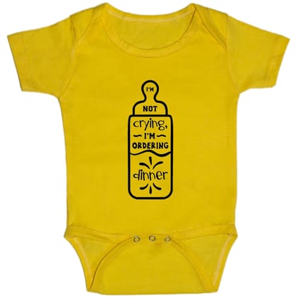 Yellow Im Not Crying Im Ordering Dinner Cotton Romper For 6 To 12 Months