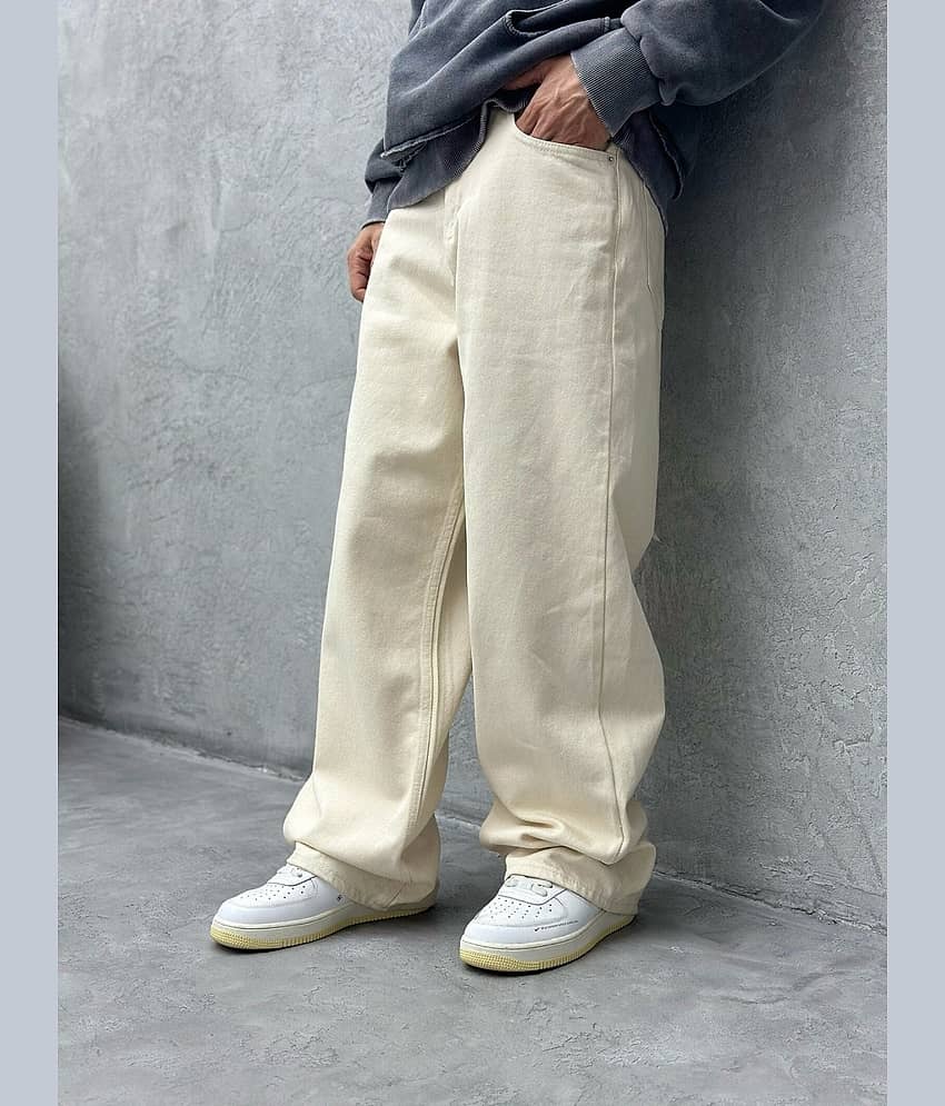 Niffer Fashion Relaxed Clean Look Men's Jeans - Beige ( Pack of 1 )