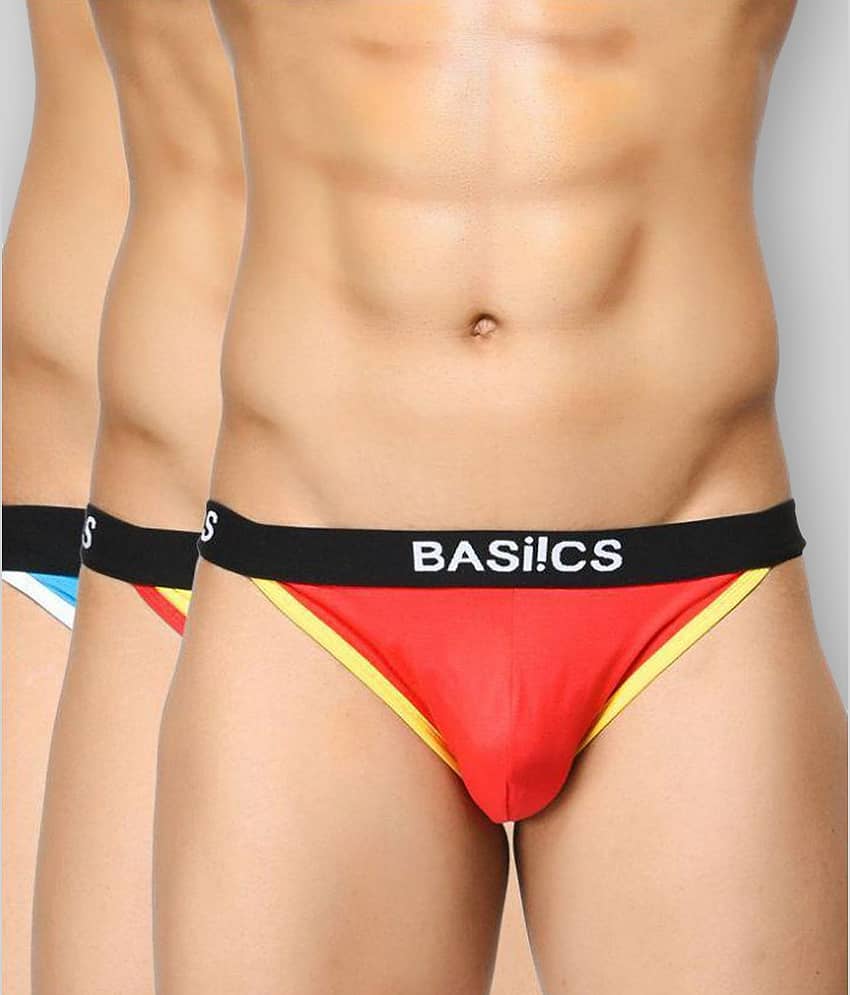 BASIICS By La Intimo Pack of 3 Cotton Blend Thongs For Men's ( Multicolor )