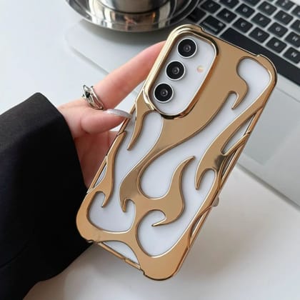 3D Flame Gold Electroplated Luxury Cover-Samsung Galaxy S24