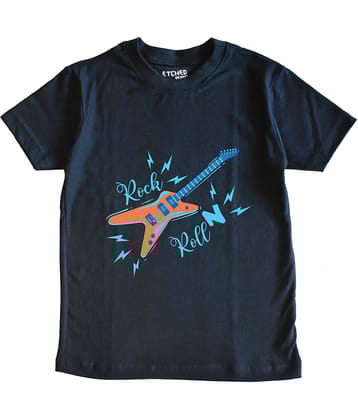 ETCHED DESIGN Pack of 1 Boys Cotton T-Shirt ( Navy Blue )