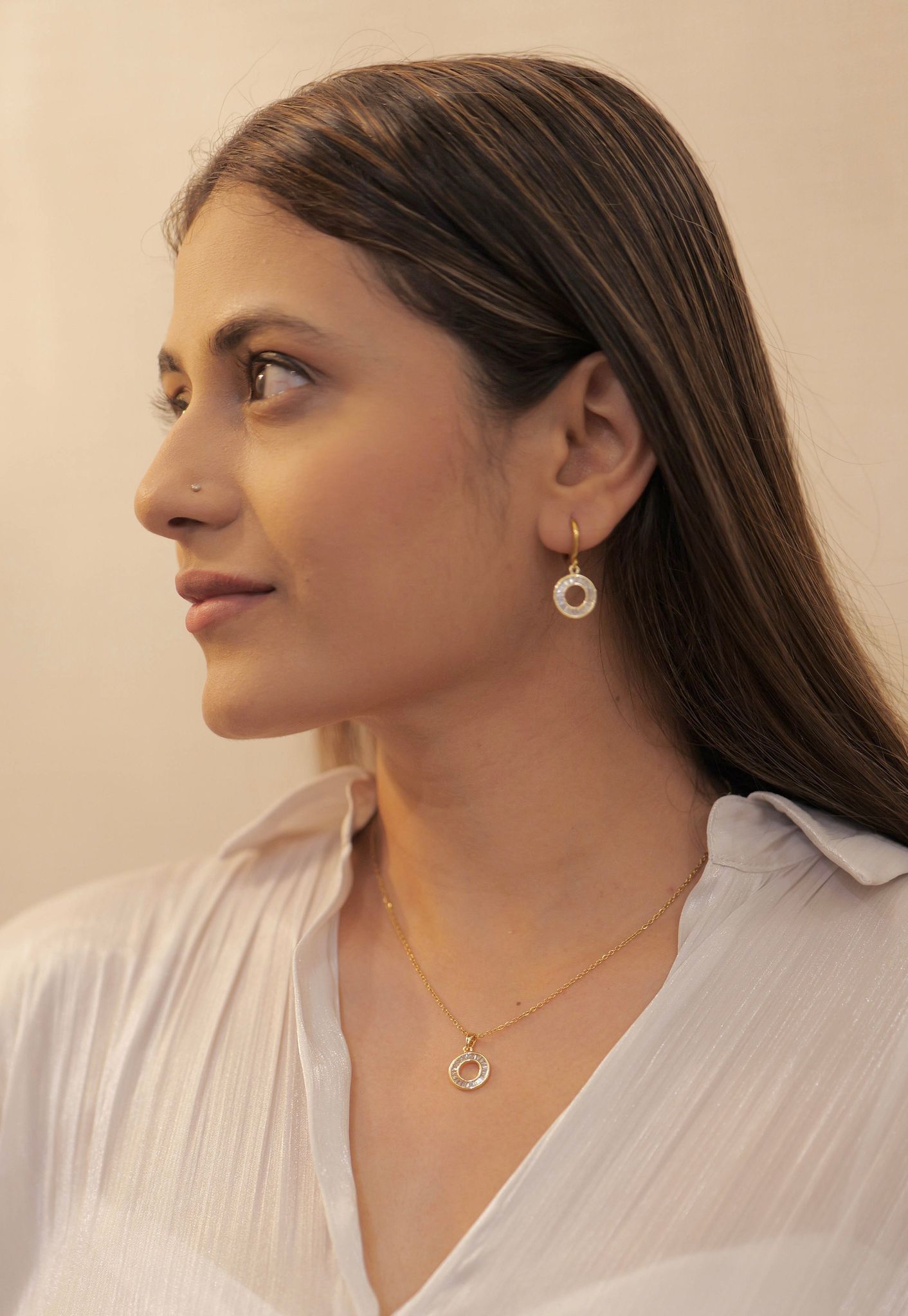 Circle of Strength Pendant Necklace Set-STAINLESS STEEL / GOLD