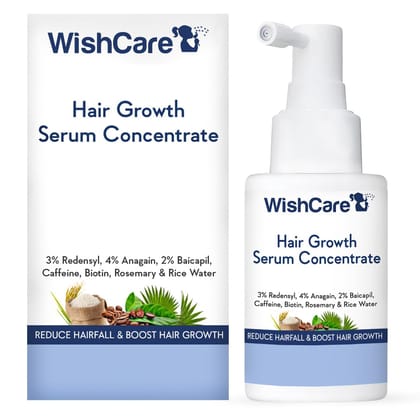WishCare Hair Growth Serum Concentrate | Redensyl, Anagain, Baicapil, Caffeine, Biotin & Rice Water | Advanced Serum for Scalp | Controls Hairfall & Boosts New Growth | In-Vivo Tested | For Men & Women | 30ml WishCare Hair Growth Serum Concentrate | Rede