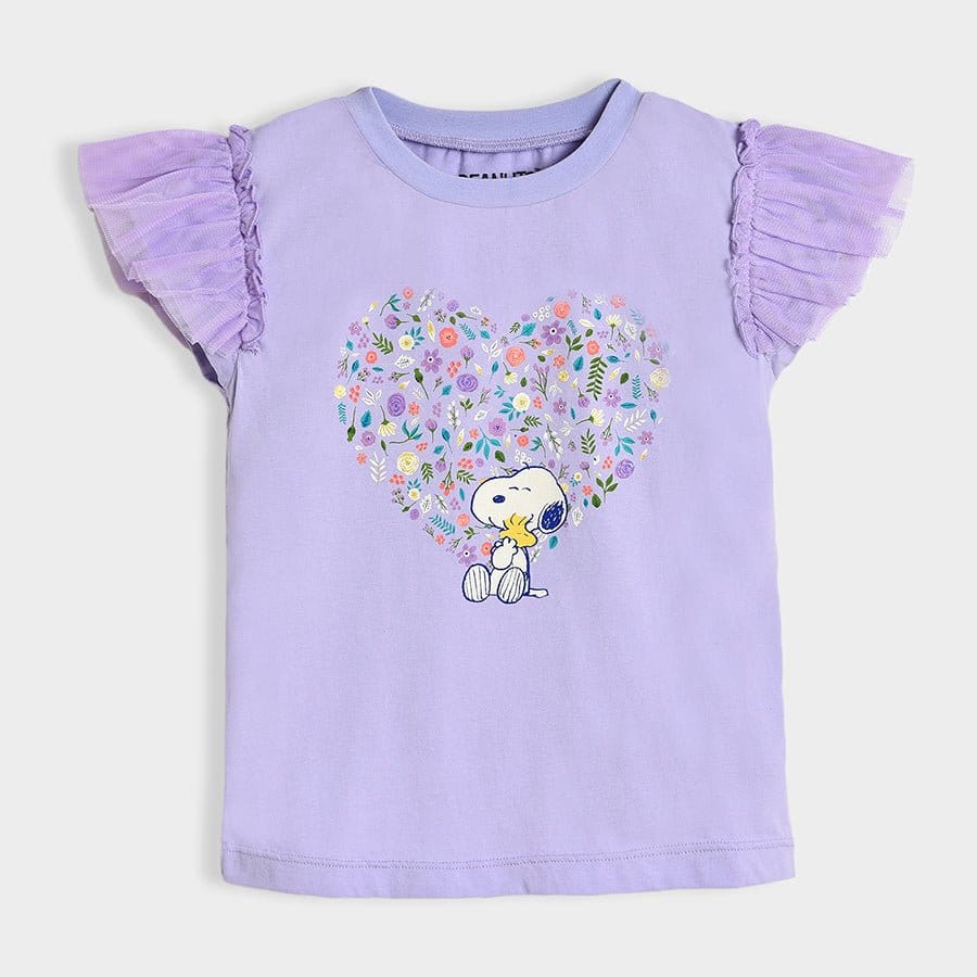 Peanuts™ Snoopy Printed Lavender Top for Girls-12-18 M / Purple