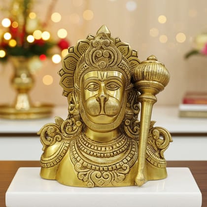 Brass Hanuman Face Idol for Protection & Vastu, Height : 8 Inch (BSMAS1889 E)