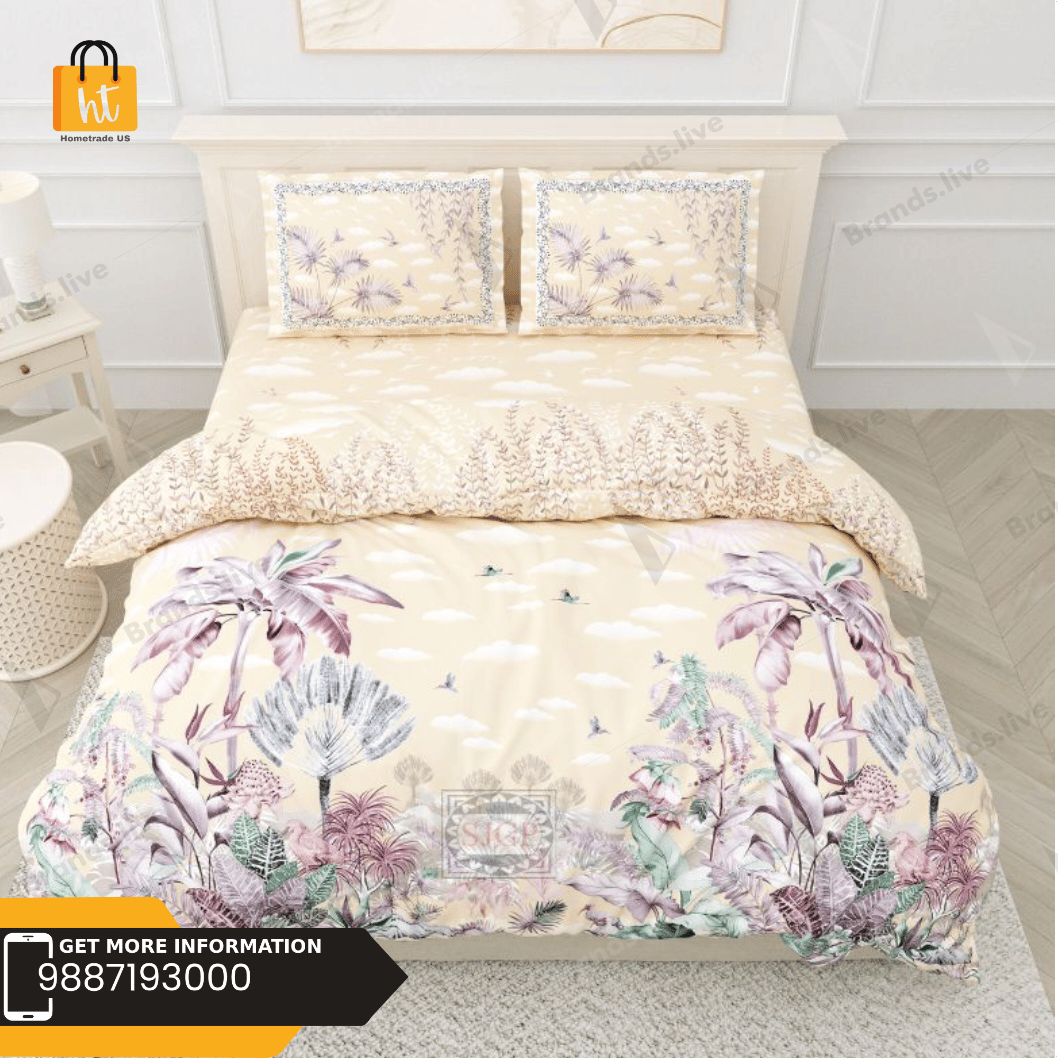 3001-Hometrade India-Standard King Size (90*108 Inches) Double Bedsheet With 2 Pillow Cover-RJ-14-Jaipur lining-3268