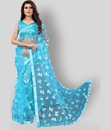 Apnisha Net Saree With Unstitched Blouse Piece ( Green )