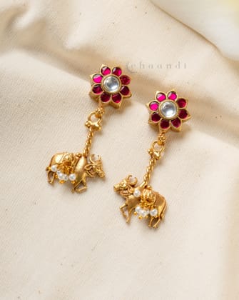 Gold Polish Silver Earrings CHE1933