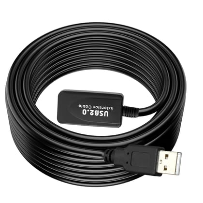 Storite 10 M Active USB 2.0 Male to Female Active Extension/Repeater Cable, Data Transfer Cord Compatible with Printer, Camera, Webcam - Black
