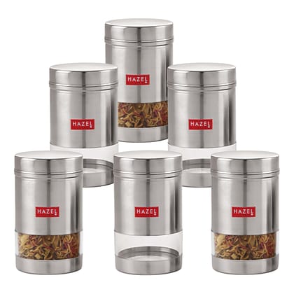 HAZEL Stainless Steel Kitchen Container, 1700 ml Each Transparent Kitchen Container Set with Matt Finish , Multipurpose Container for Kitchen Storage, Set of 6 HAZEL Stainless Steel Kitchen Container, 1700 ml Each Transparent Kitchen Container Set with Matt Finish , Multipurpose Container for Kitchen Storage, Set of 6