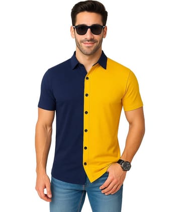Tfurnish Cotton Blend Regular Fit Colorblock Half Sleeves Men's Casual Shirt - Multicolor ( Pack of 1 )