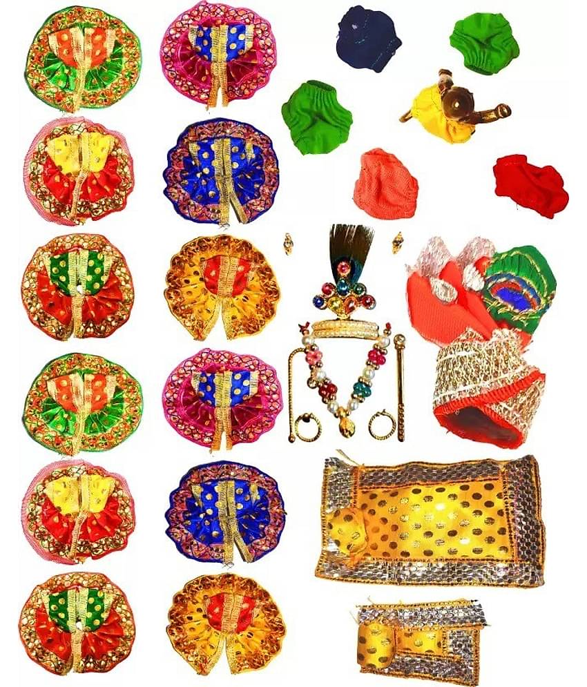 Green Spiritual Laddu Gopal Krishna Multicolor Cotton Dress ( Pack of 1) Dress