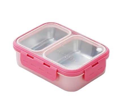 Stainless Steel Lunch Box, Leakproof Bento Box for Kids and Adults, BPA-Free, Microwave and Dishwasher Safe, Pink