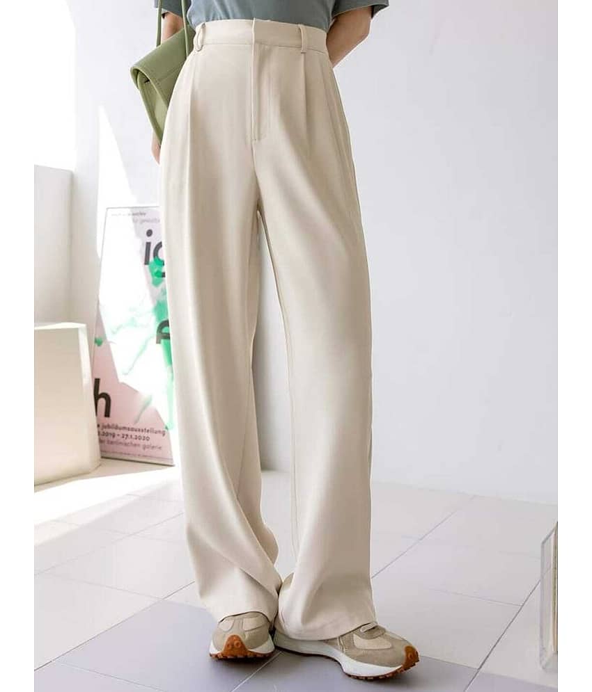 Broadstar Pack of 1 Polyester Baggy Women's Casual Pants ( Beige )