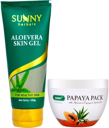 SUNNY HERBALS Aloevera Gel 100 gm & Papaya Face Pack Masks 150 gm