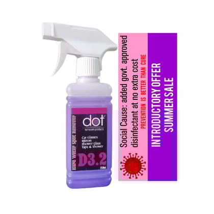 DOT Hard Water Spot Remover 250ml | Car, Bus Glass, Windshield, Windows, Tap, Shower, and Shower Door, Bathroom Mirrors - Remove salt stains