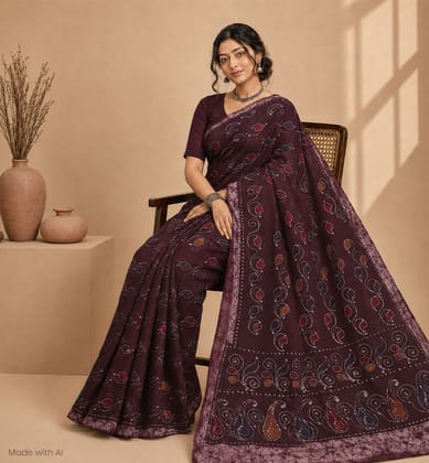 Handcrafted Batik Print Cotton Saree