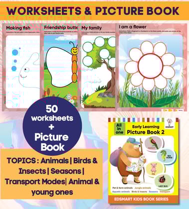 Edsmart 50 Worksheets for 2 years old and Picture book for 2 years COMBO | Animals picture book, Birds, Insects, Seasons and Vehicles picture book | Multiple intelligence worksheets [Loose Leaf] [Jan 01, 2024] Edsmart Edu Services Pvt Ltd
