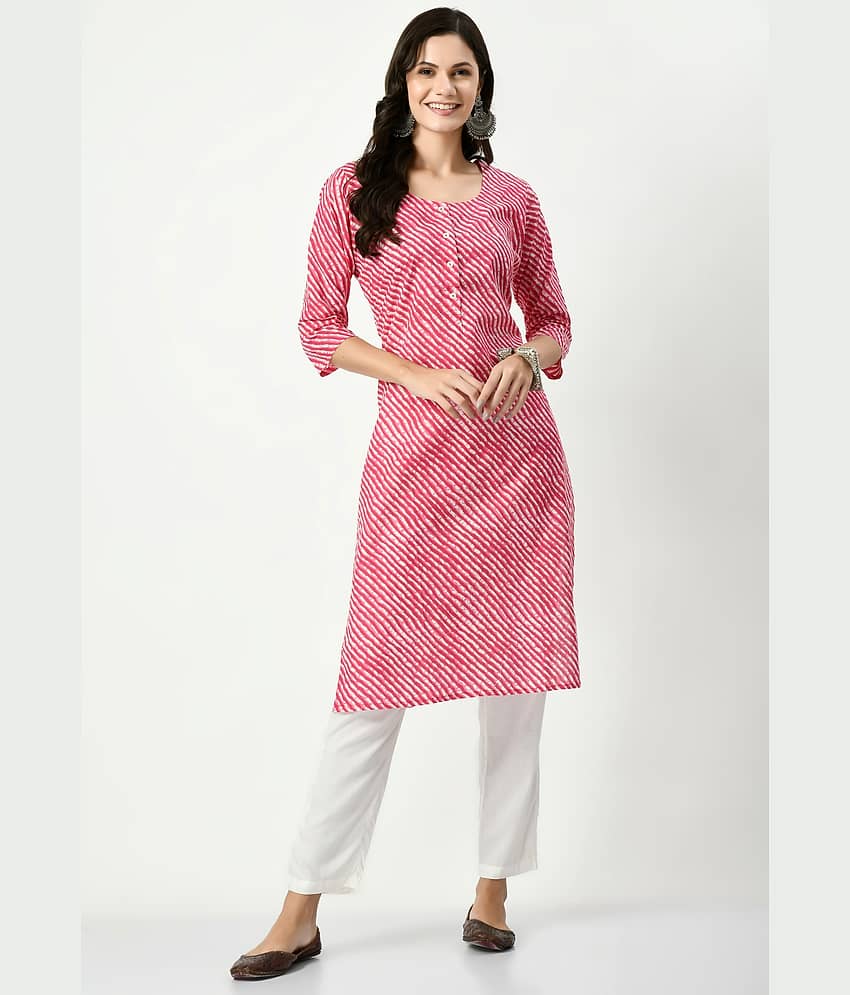 MAURYA Cotton Striped Straight Women's Kurti - Pink ( Pack of 1 )
