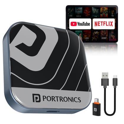 Portronics Tune Plus CarPlay/Android Auto Adapter with Inbuilt YouTube & Netflix, Converts Wired to Wireless, USB A & Type-C Compatible, 3 GB RAM + 32 GB ROM Portronics Tune Plus CarPlay/Android Auto Adapter with Inbuilt YouTube & Netflix, Converts Wired to Wireless, USB A & Type-C Compatible, 3 GB RAM + 32 GB ROM