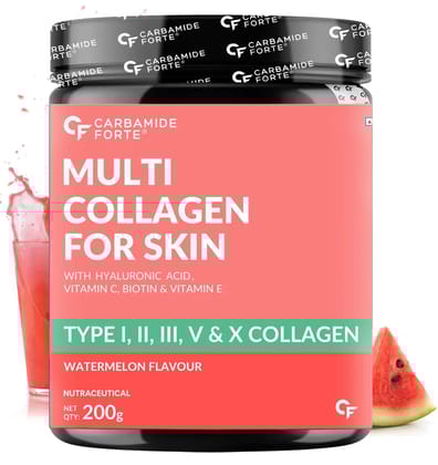 Carbamide Forte Multi Collagen For Skin (Type I, II, III, V, X Collagen)-200 g / Watermelon
