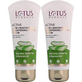 Lotus Herbals Active Aloe + Niacinamide Brightening Revival Scrub Removes Impurities  Exfoliates100Gm ( Pack Of 2 )