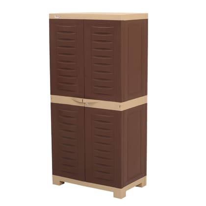 Supreme Furniture Fusion 02 Waterproof with 2 Doors & Adjustable 3 Shelves Cupboard/Almirah/Cabinet Living Room and Kids(Medium Size, Globus Brown & Dark Beige)(Assembly:- DIY)