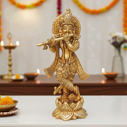 Brass Showpiece Krishna Ji Statue (BSMAS1267 K)