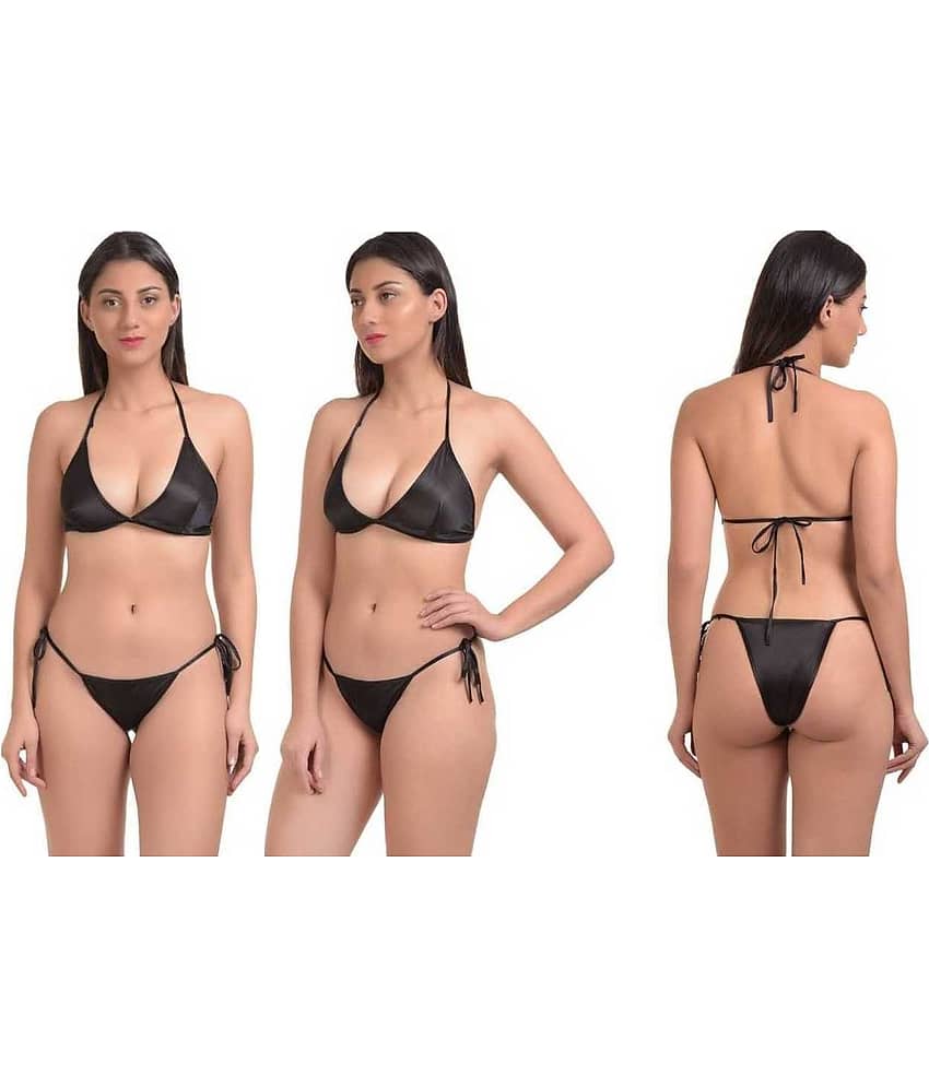 Women's Stylish Black Bikini Lingerie Set