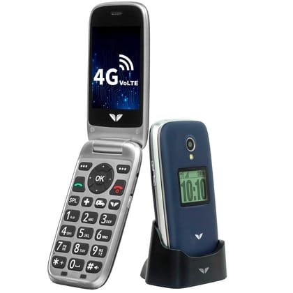 easyfone Royale 4G - 2.8 inch Flip Phone with 20+ Senior Citizen Friendly Features Like Loud Sound, Dock Charger, Photo Speed dial, SOS Button, App Based Remote Phone Configuration