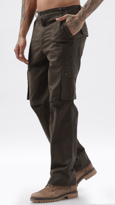 Dark Olive Straight Fit Cargo Pant-38