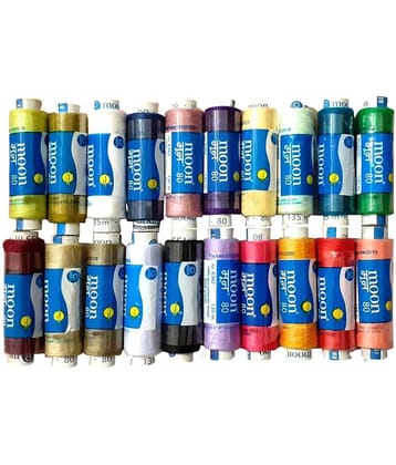 Shree Shyam™ Sewing Threads MOON (Coats) Brand Tailoring Threads, 135 MTS Each Spool, Fast Color 20 Basic Shades Reels