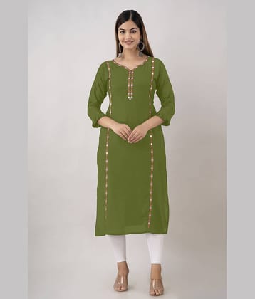 Kapadia - Green Rayon Women's Straight Kurti ( Pack of 1 )