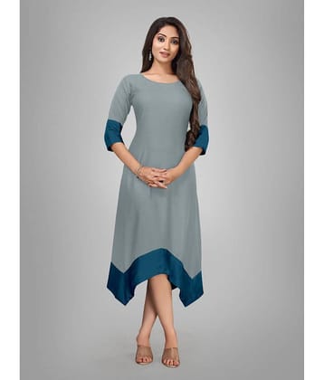 Kapadia - Grey Rayon Women's Asymmetrical Kurti ( Pack of 1 )