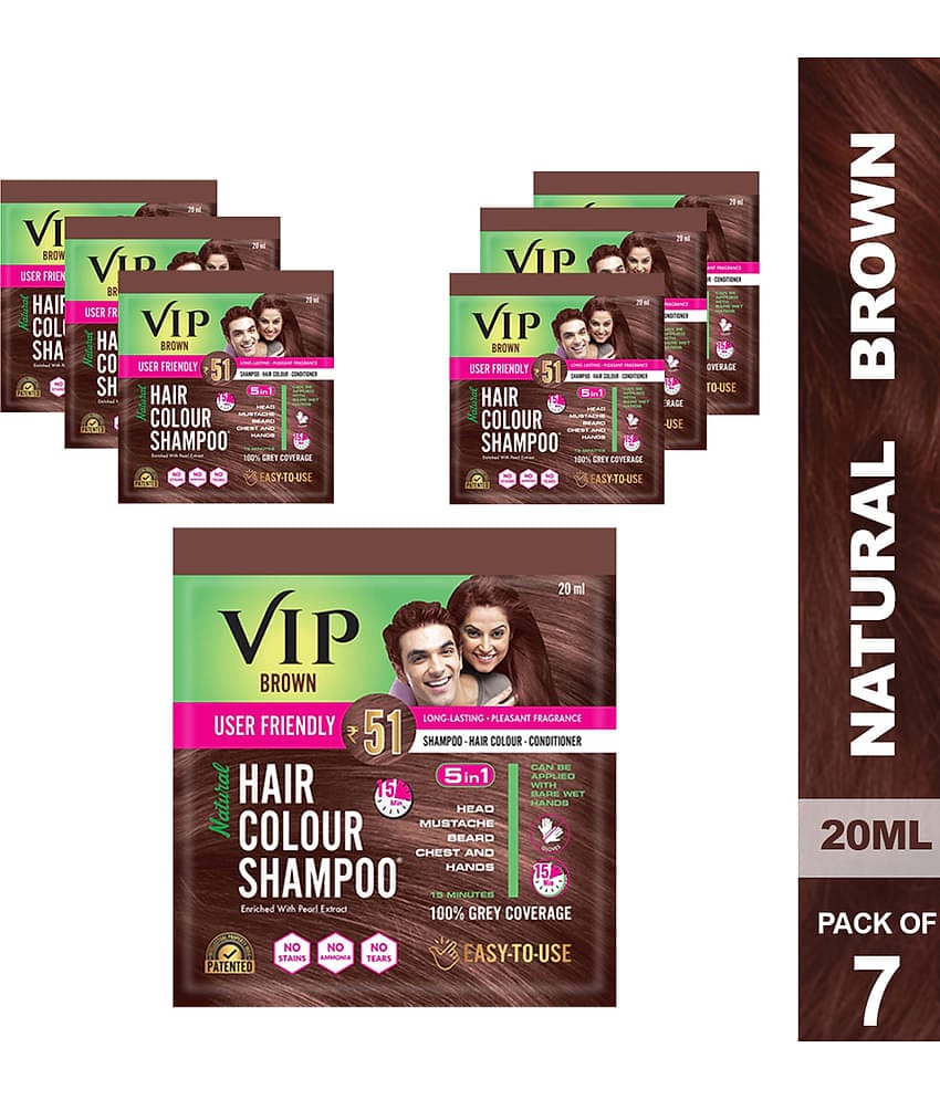 VIP Hair Colour Shampoo Unscented Permanent Hair Color 140 mL Brown